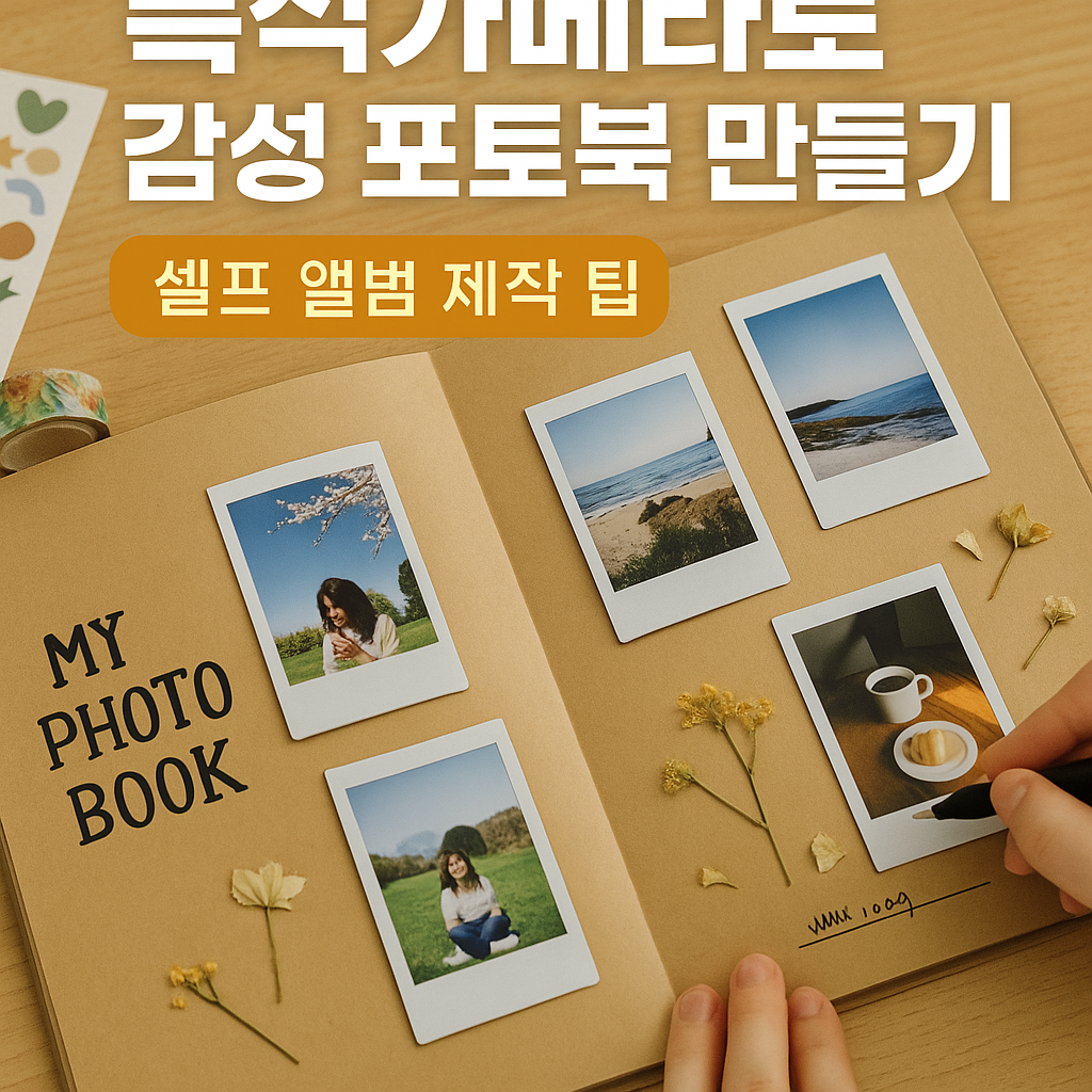 즉석카메라로 감성 포토북 만들기|셀프로 앨범 제작하는 꿀팁 총정리 (이미지 = gpt)