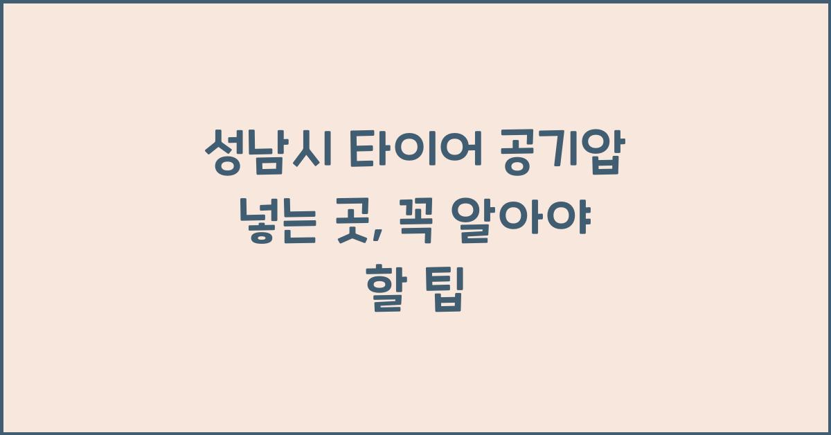 성남시 타이어 공기압 넣는 곳