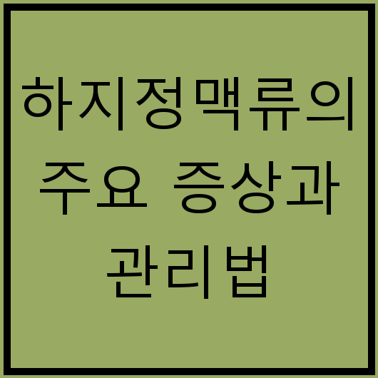 하지정맥류의 주요 증상과 관리법