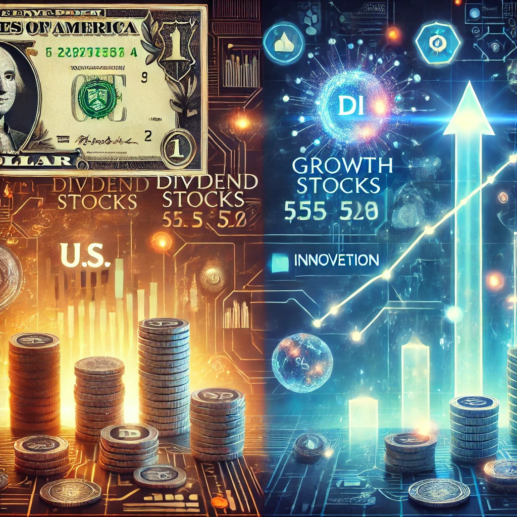 미국 주식 배당주와 성장주 사진