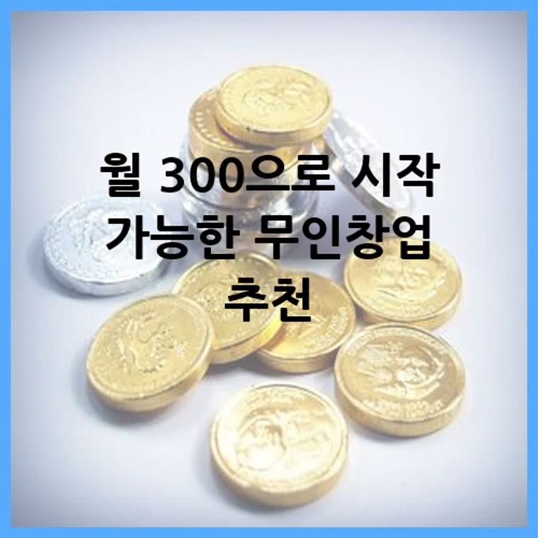 월 300으로 시작 가능한 무인창업 추천