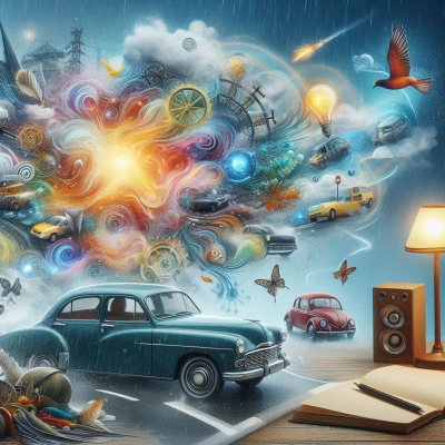 도로에서 차들이 교차하는 가운데 폭발적인 사고 장면