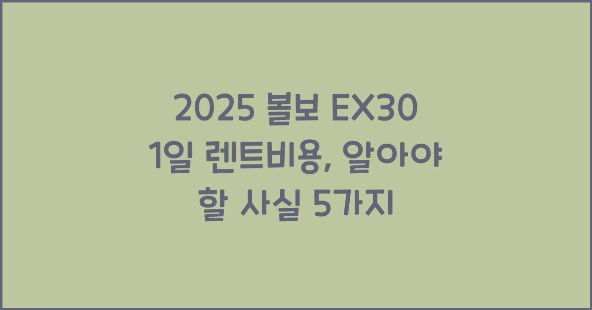 2025 볼보 EX30 1일 렌트비용