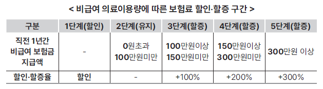 비급여이용량 대비 할인할증구간