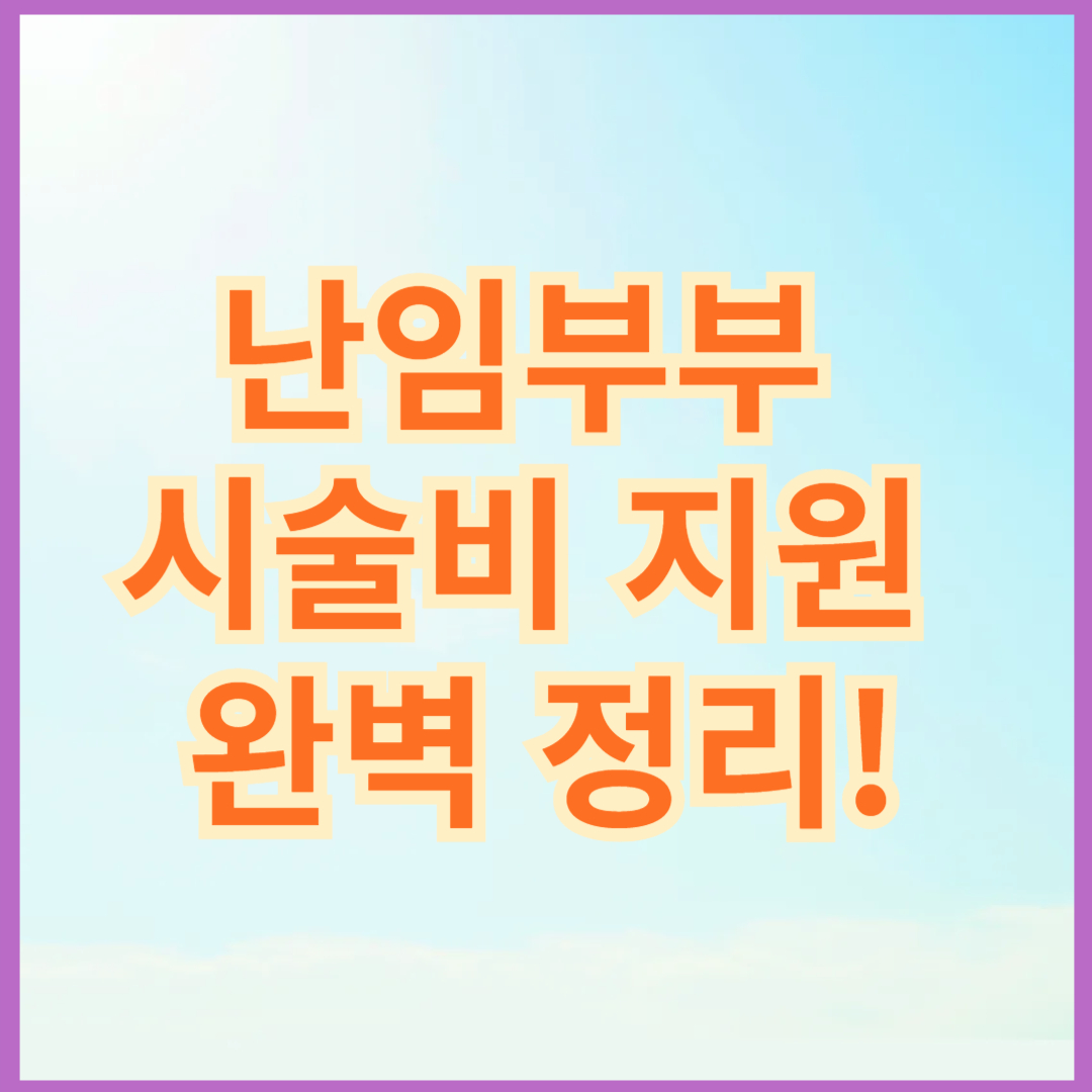 난임부부 시술비 지원 사업 완벽 정리!
