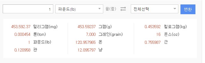 무게단위환산