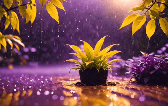 밖에 비가 세차게 내린다. 나뭇잎에도 작은 화분에도 빗물이 떨어진다.