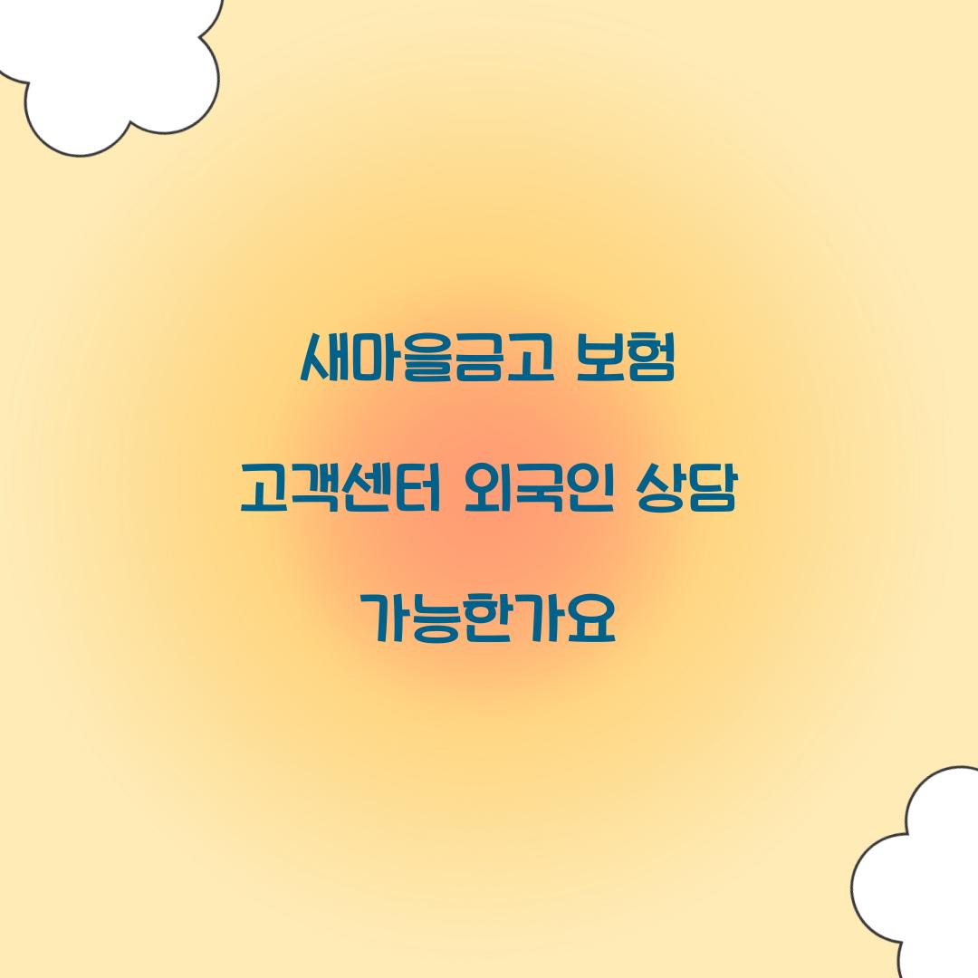 새마을금고 보험 고객센터 외국인 상담 가능한가요