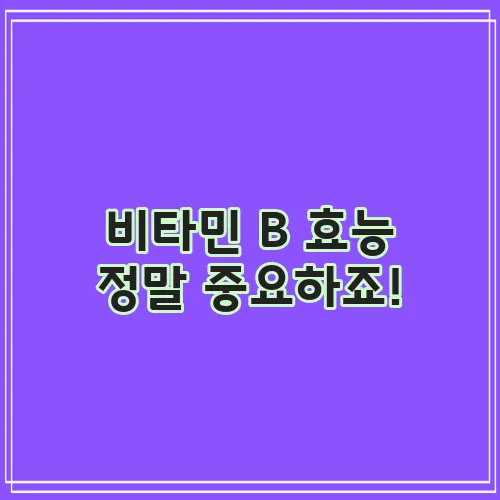 비타민 B 효능 정말 중요하죠!