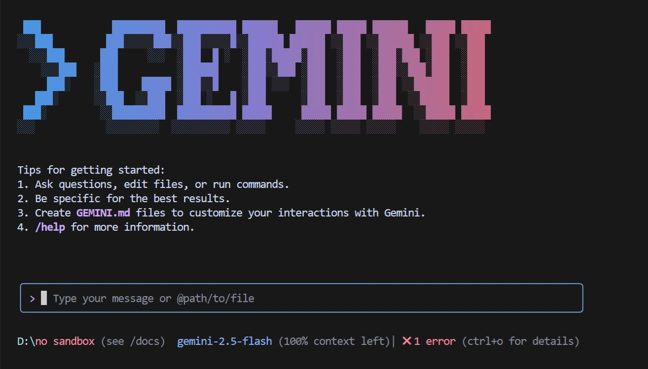 Gemini CLI μ€ν νλ©΄