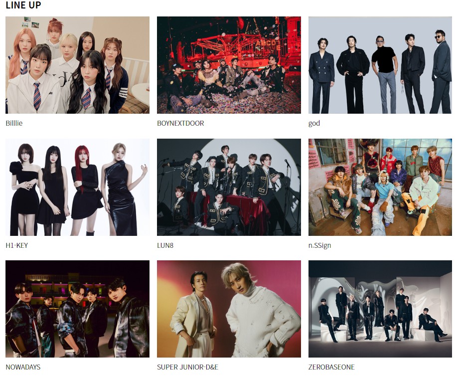 2024 부산원아시아페스티벌 출연 아티스트, 빅콘서트