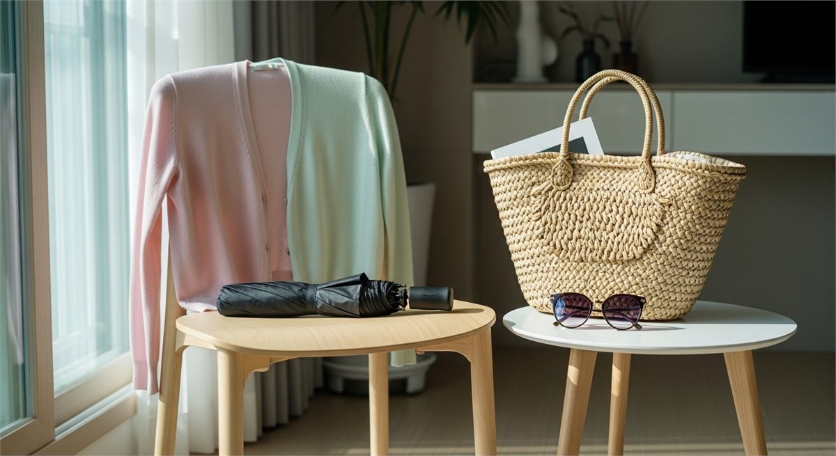 봄 옷차림과 소품으로 계절 대화를 상징한 장면