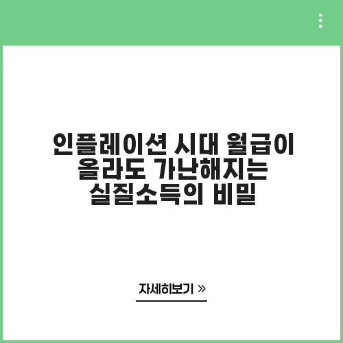인플레이션 시대 월급이 올라도 가난해지는 실질소득의 비밀