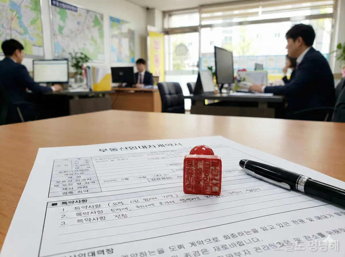 부동산 임대차 계약서 특약 사항 작성 클로즈업