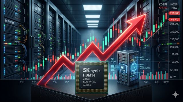 SK하이닉스 주식 전망과 AI 반도체 투자 흐름을 설명하는 그래프 이미지