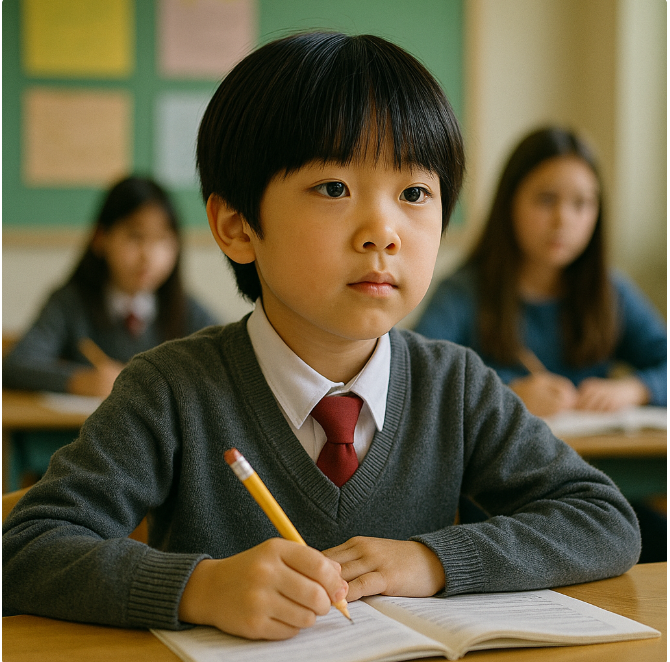 한국초등학생 공부하는모습
