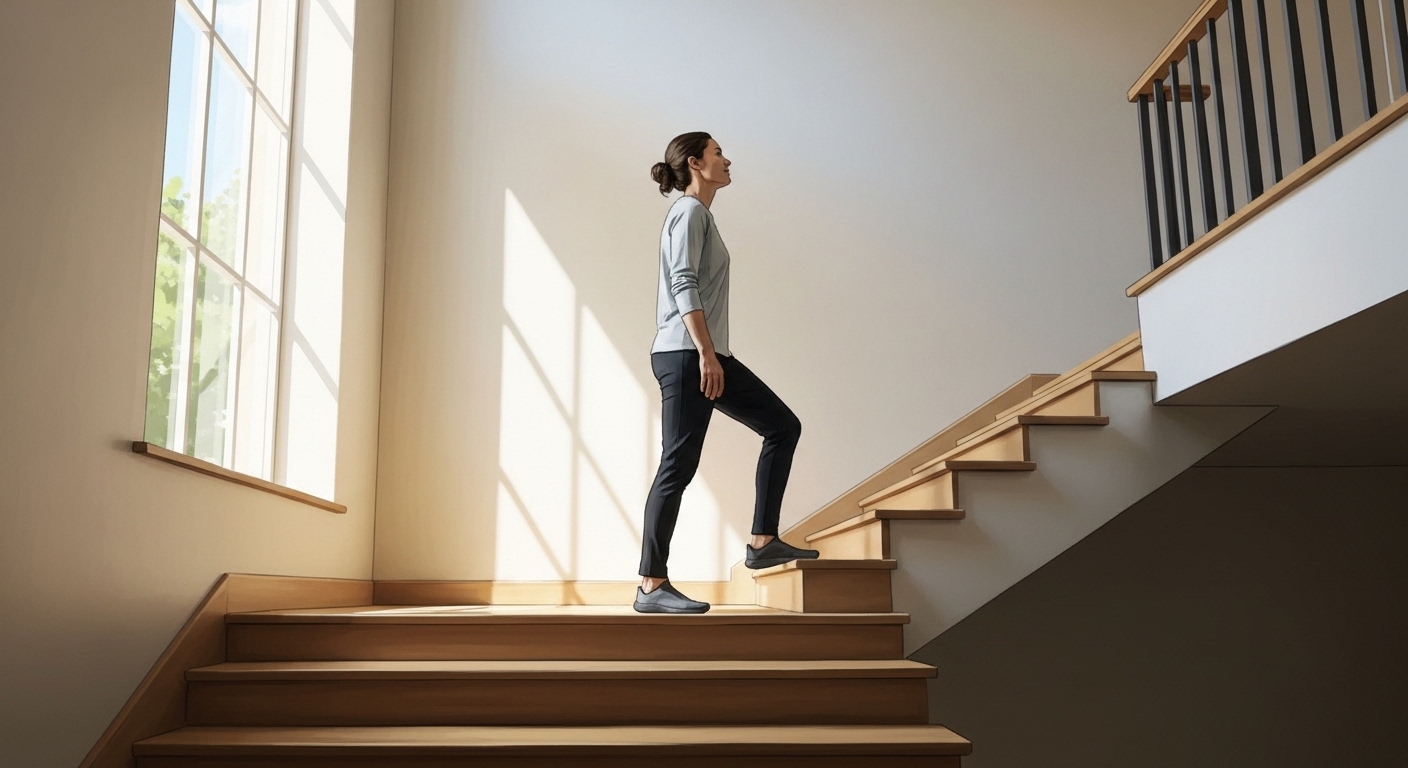 일상에서 계단 오르기를 실천하는 모습