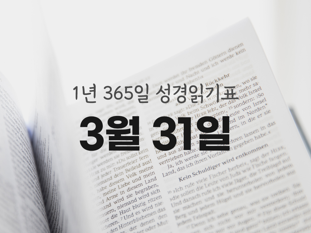 1년 365일 성경읽기표 3월 31일 열왕기 상권 성경읽기 진도표