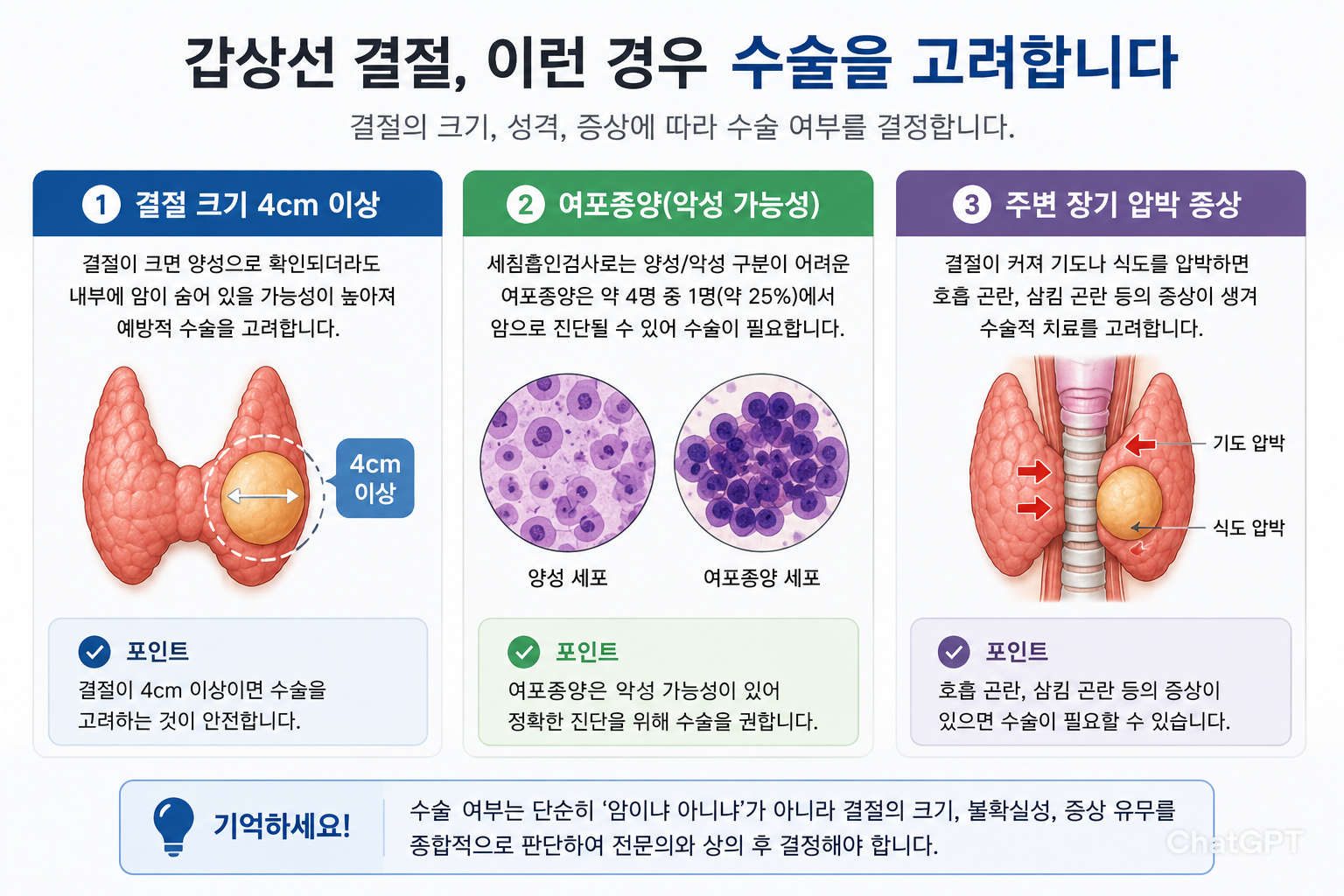 갑상선 결절, 이런 경우 수술이 필요합니다.
