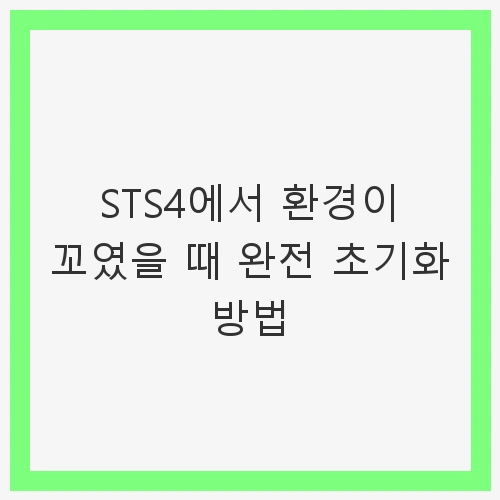 STS4 완전 초기화 준비하기