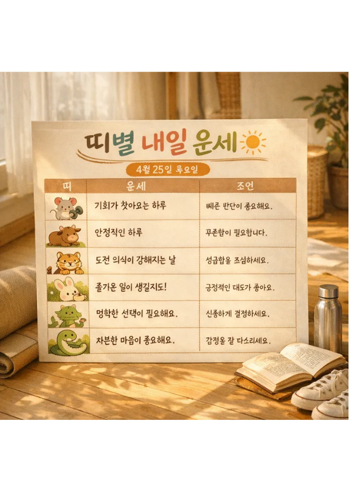 1.띠별 내일의 운세 2025년12월31일