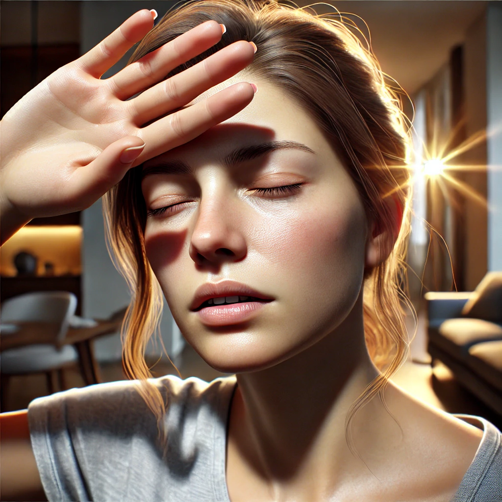 실내-조명에-눈-피로를-느끼는-여자