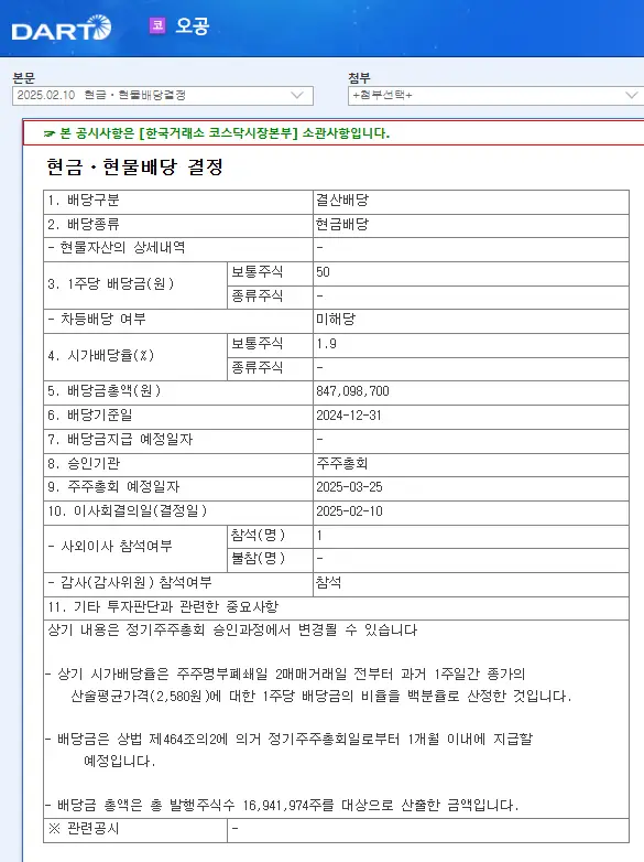 오공(045060) 2025년 배당일