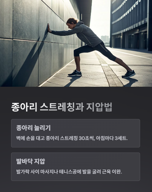 종아리 스트레칭과 지압법