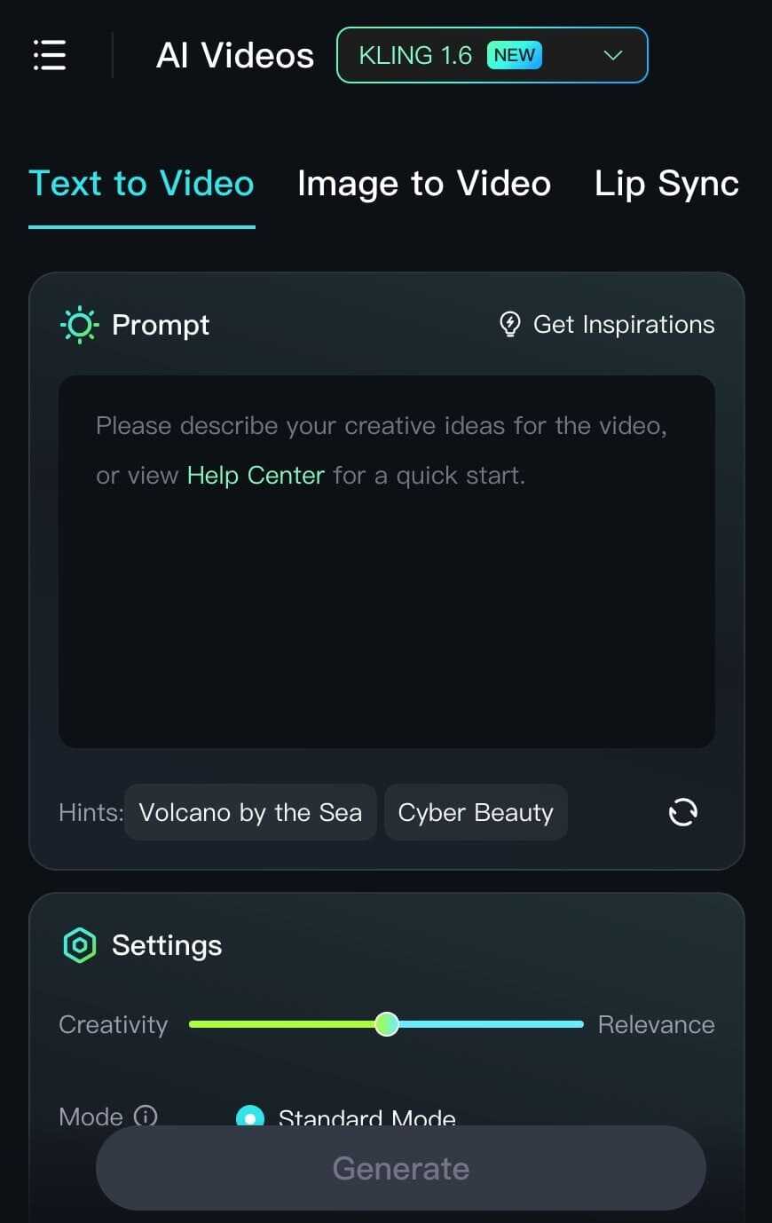클링 AI Text to Video 기능 
