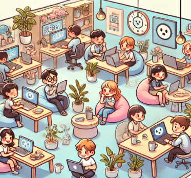 원격으로 일하는 모습