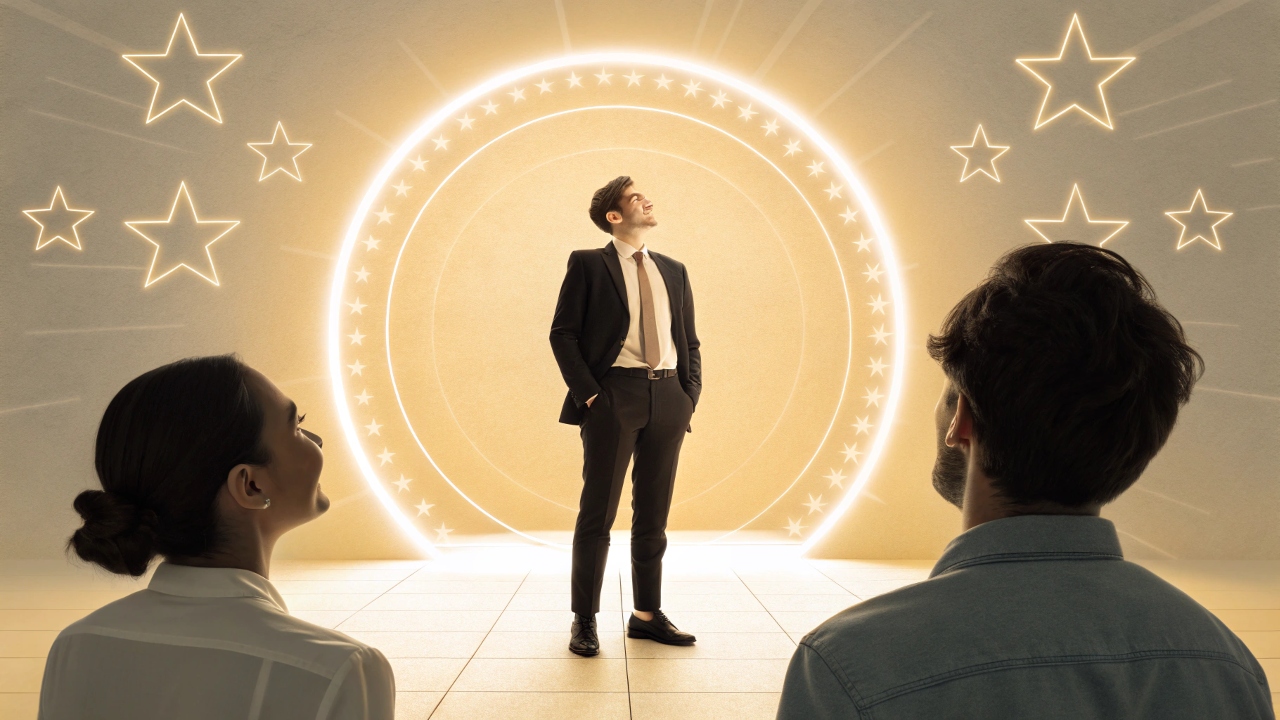 후광 효과. 악마 효과와 반대로, 긍정적인 첫인상이 전체적인 평가를 좋게 만드는 효과이다.