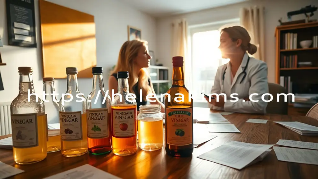 한 여성이 식초 섭취 방법을 전문가와 상담하는 모습