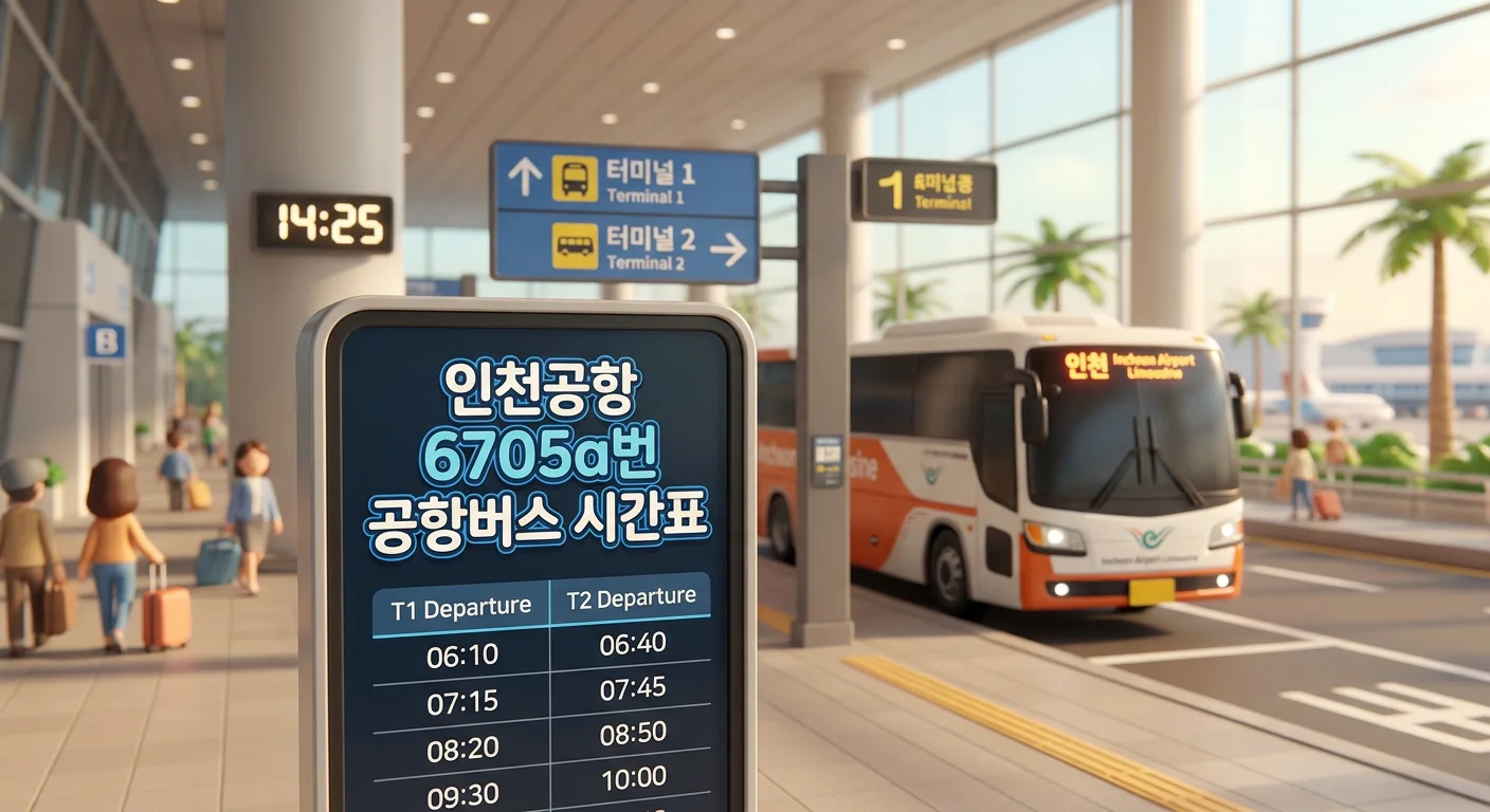 인천공항 6705A번 공항버스 시간표와 요금 (잠실&middot;동서울터미널&middot;광장동 방면)