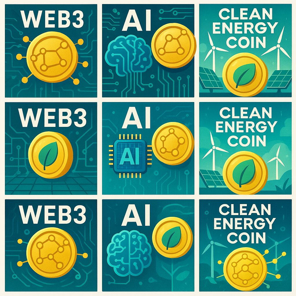 웹3, AI, 클린에너지에 대한 코인 사진입니다.