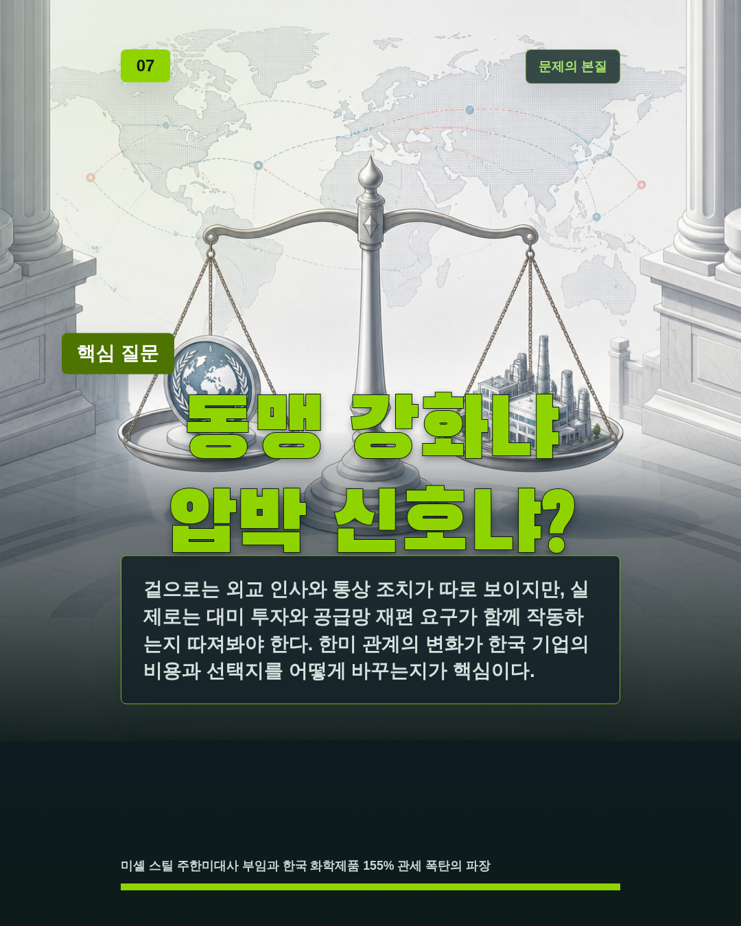 동맹 강화냐 압박 신호냐?