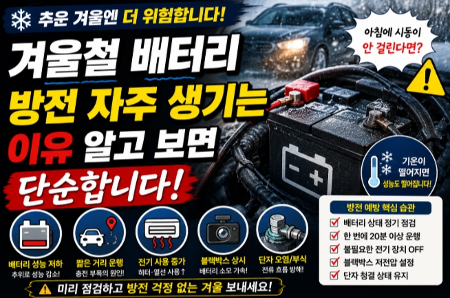 차 배터리 방전 예방법을 설명하는 이미지