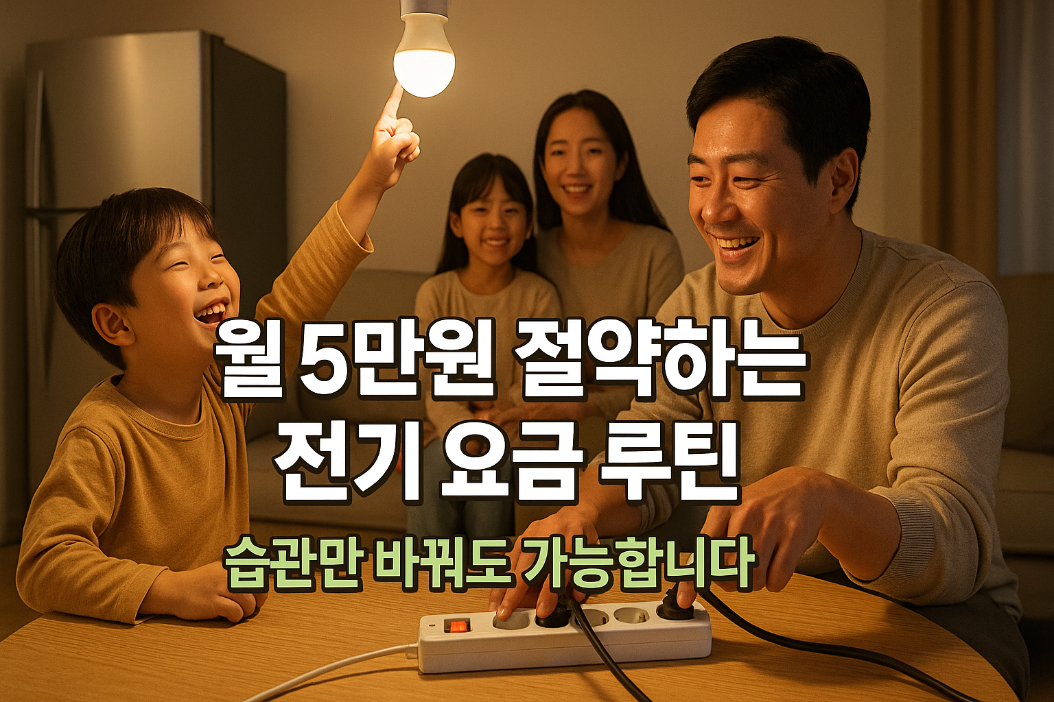 전기를 절약하는 가족