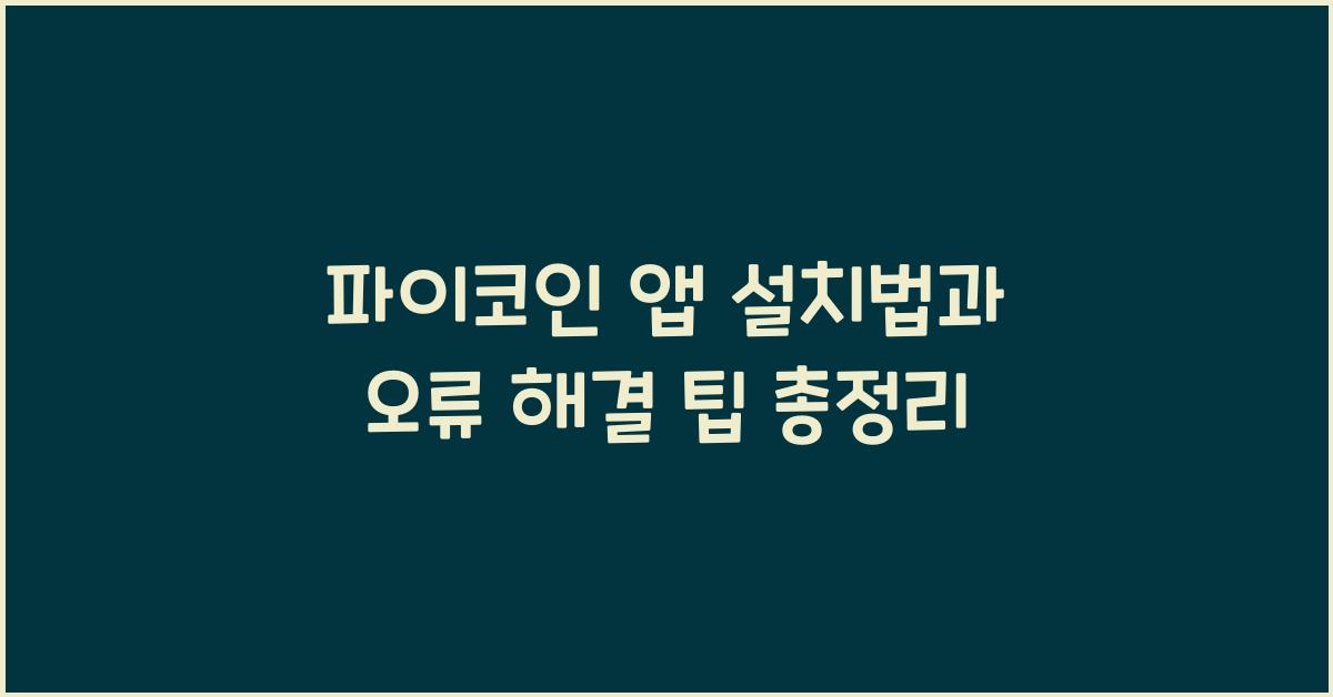 파이코인 앱 설치법