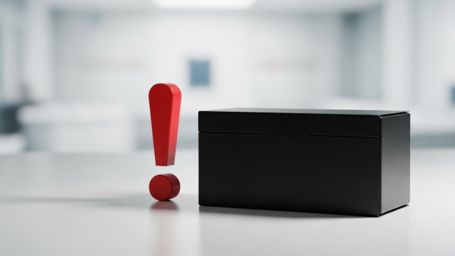 붉은색 경고 표식과 약 상자