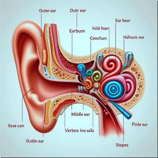 청각 과민증 및 귀 구조 이미지