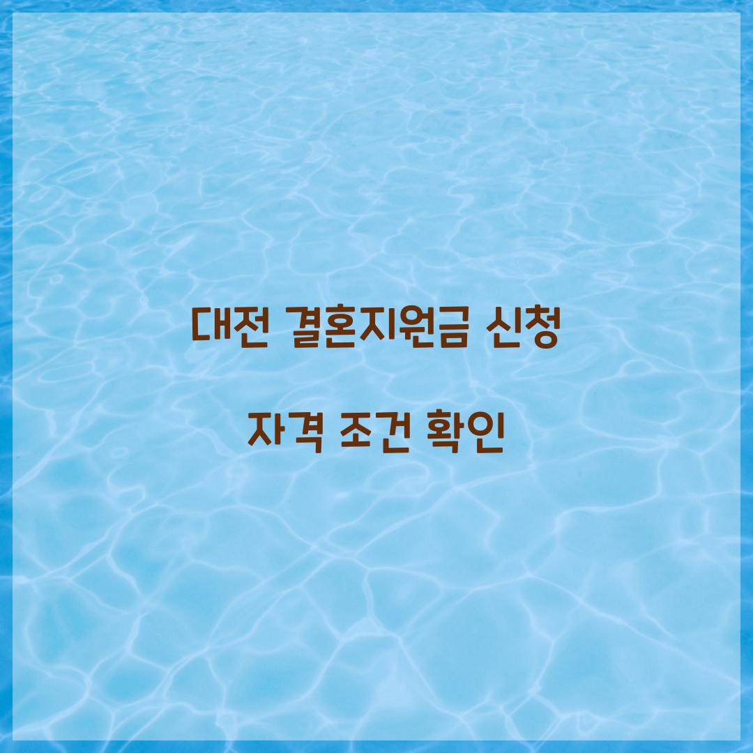 대전 결혼지원금