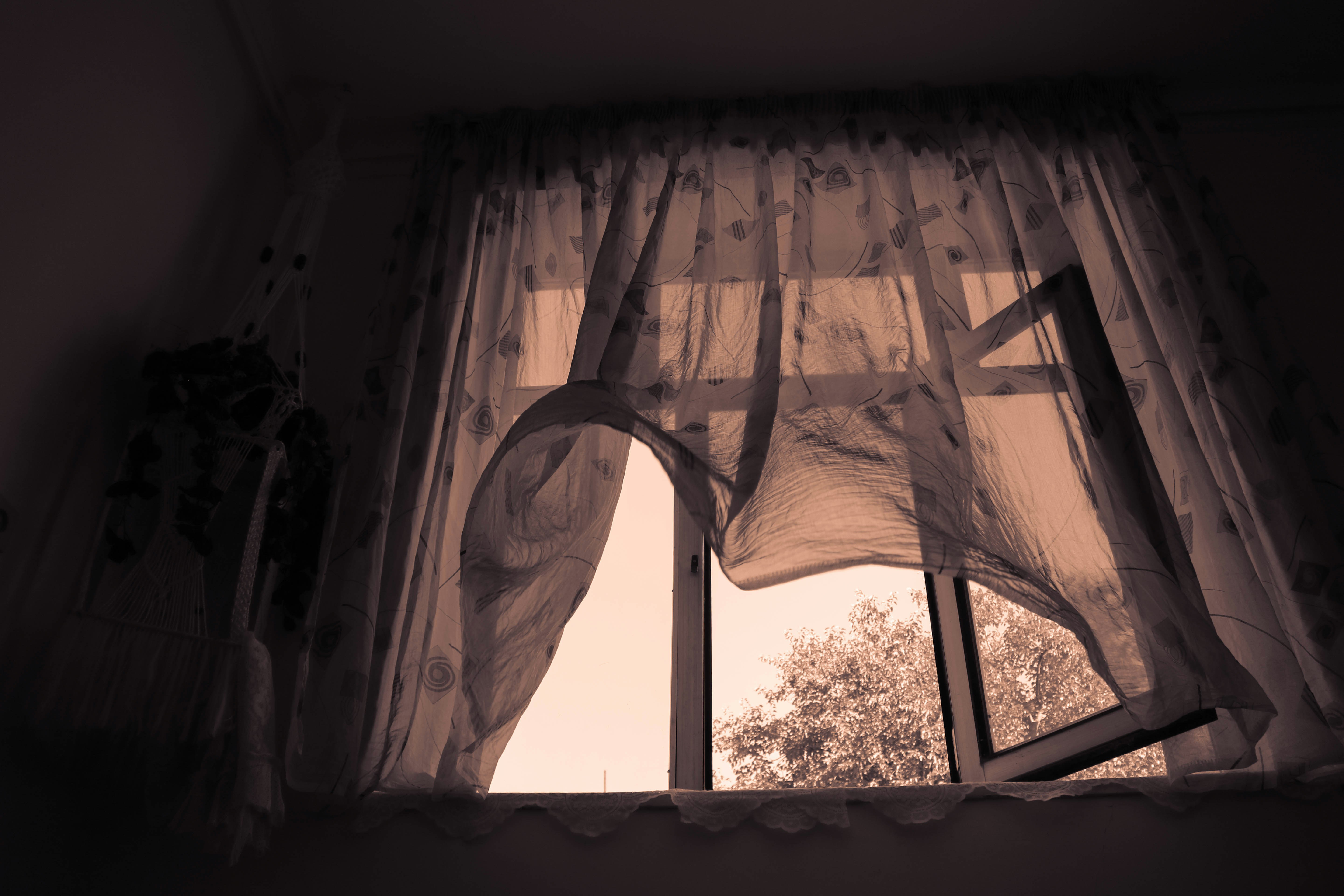 바람에 흩날리는 커튼 관련 사진