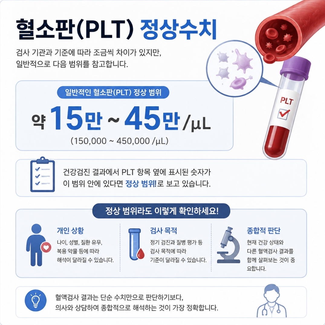 혈소판 PLT 정상수치 범위