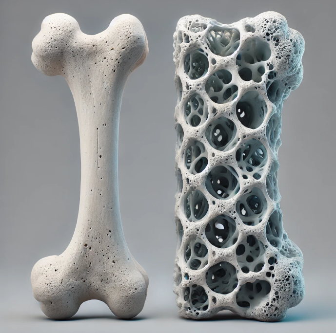 건강한 뼈와 골다공증이 있는 뼈