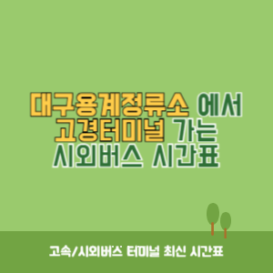 대구용계정류소에서 고경시외버스터미널 시외버스 시간표 최신정보