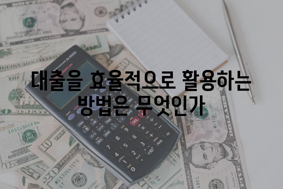 대출을 효율적으로 활용하는 방법은 무엇인가