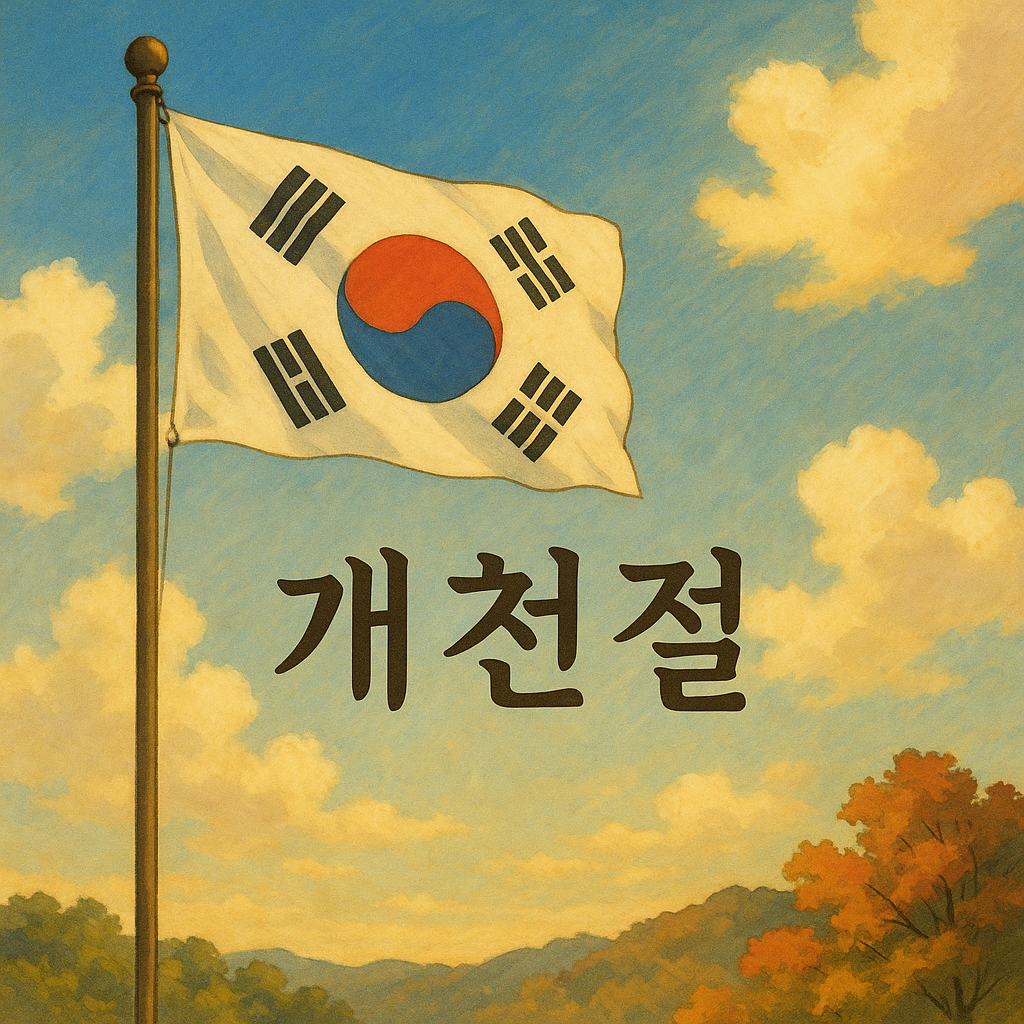 개천절 태극기 사진