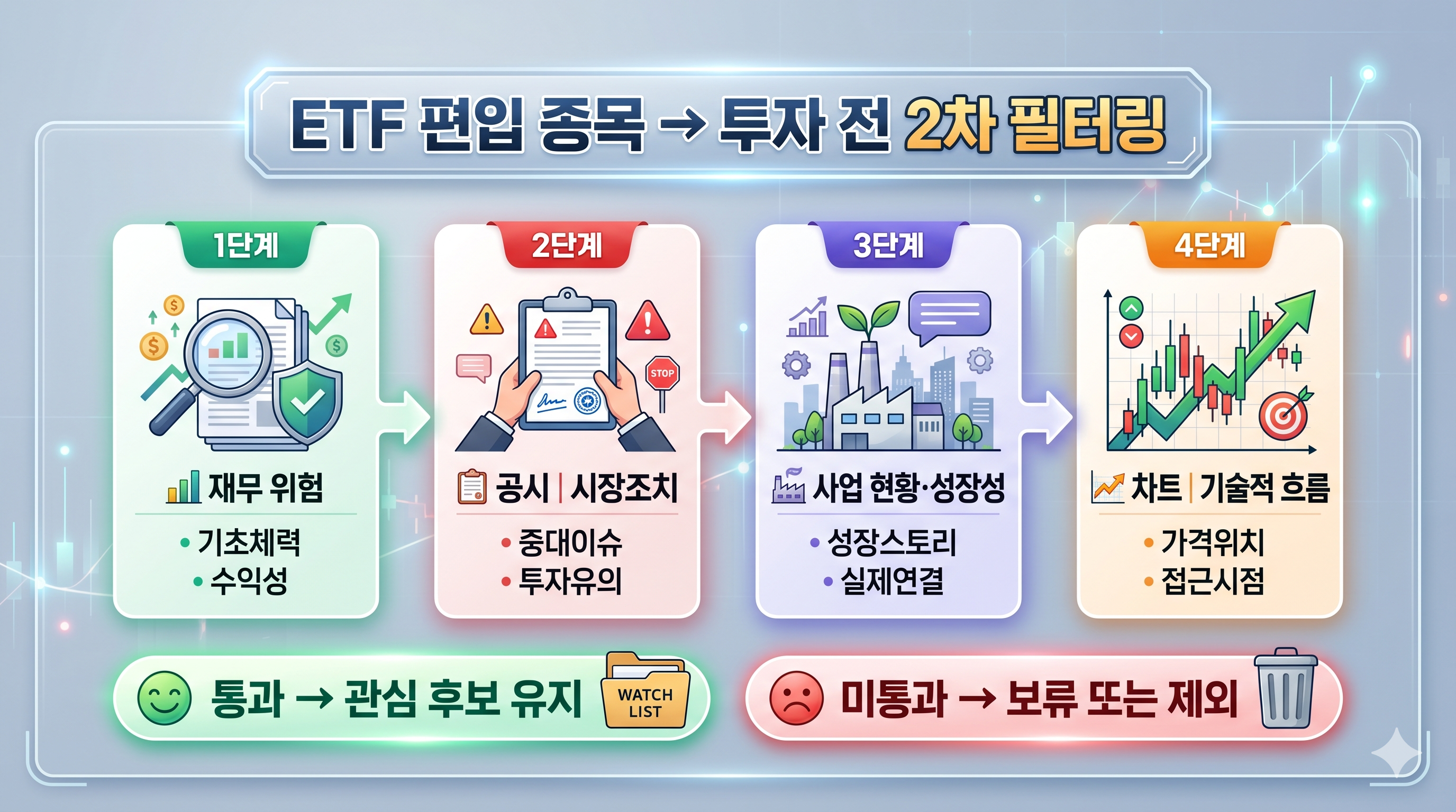 편입종목 4단계 필터링 절차 인포그래픽