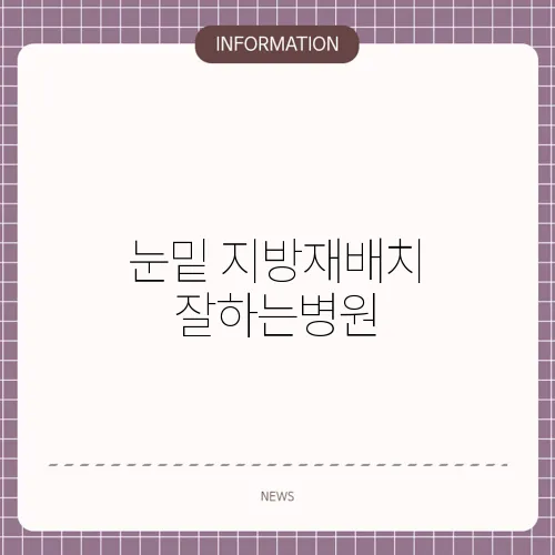 눈밑 지방재배치 잘하는병원