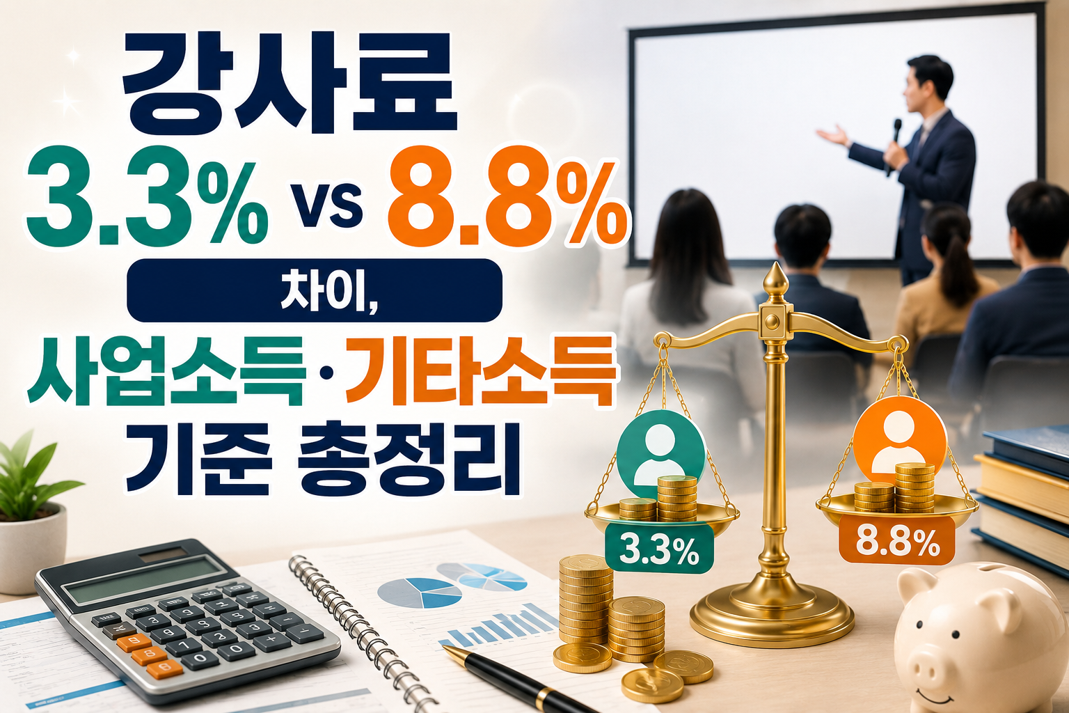 강사료 3.3% 8.8% 차이, 사업소득&middot;기타소득 기준 총정리 관련 사진